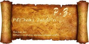 Páhoki Zalán névjegykártya